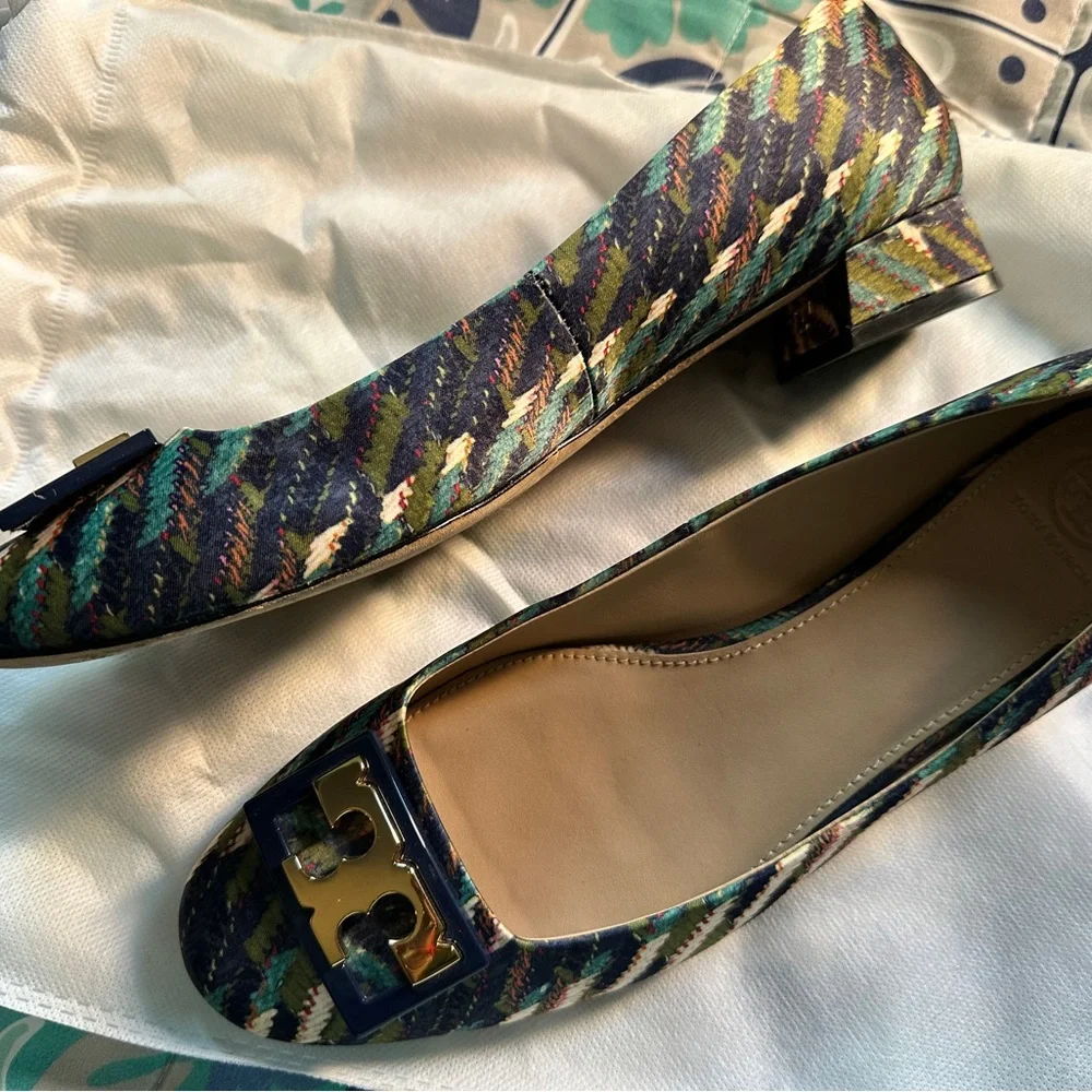 Tory Burch Low heal ballerina in Green and Blue
